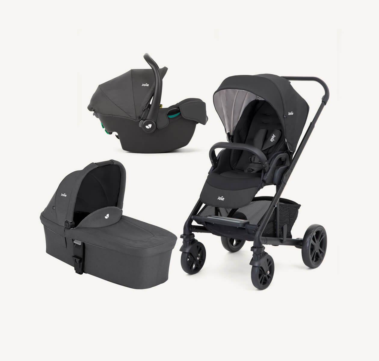 Kinderwagen Joie Chrome2 Trio Raven incl. i-Snug2 Autostoel, Adapterset & Regenhoes + Isofix Base null_2