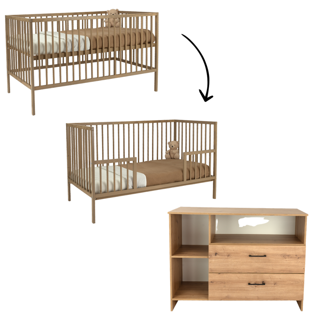 Babykamer Colorfull Home Fenna XL (Meegroeiledikant Diana Linea Classic Amber Oak + XL-Commode) null_2