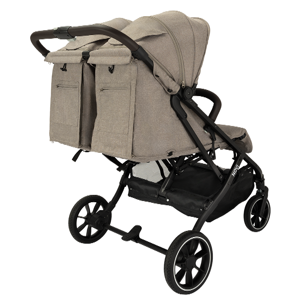 Tweeling Kinderwagen Novi Baby® Scott V2 Hazel Melange met Voetenzakken null_8