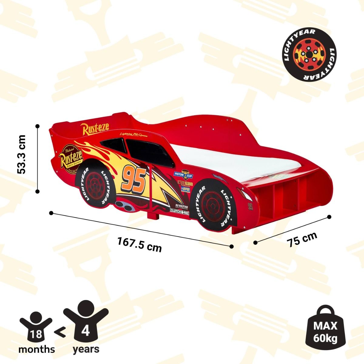 Peuterbed Disney 70x140 Cars Lightning McQueen Car null_4