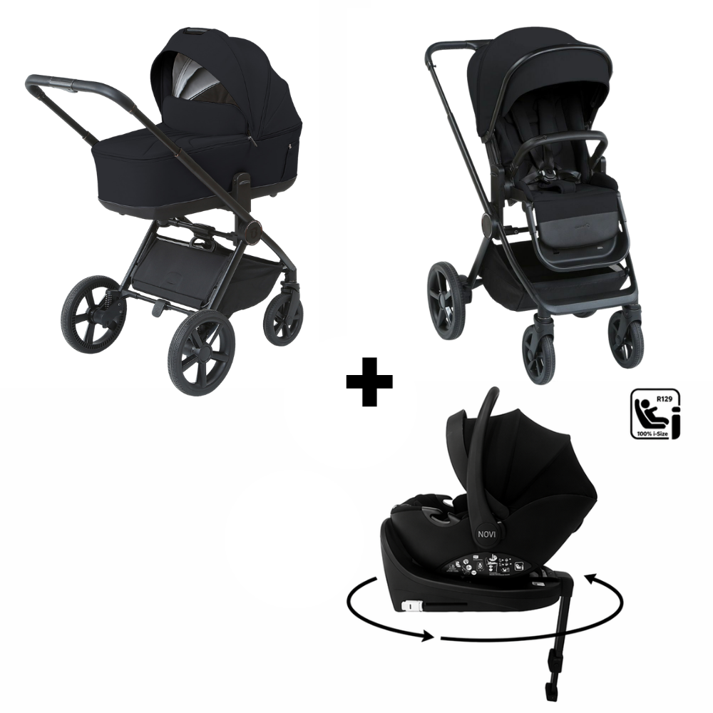 Kinderwagen Titanium Baby Solid Urban Lush Black met Autostoel Jacky Pro 360° V2 & Base null_1