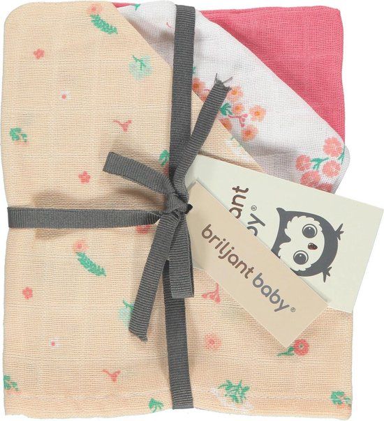 9-delige Hydrofiel Set Briljant Baby Flower Roze (Luiers + Washandjes + Monddoekjes) null_2