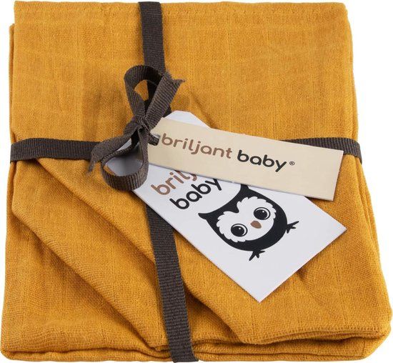 9-delige Hydrofiel Set Briljant Baby Uni Oker (Luiers + Washandjes + Monddoekjes) null_2