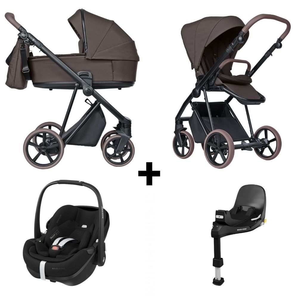 Kinderwagen ROAN IVI 2.0 Vintage Turkish Coffee met Autostoel Pebble 360° Pro2 & Base Slide Tech null_1