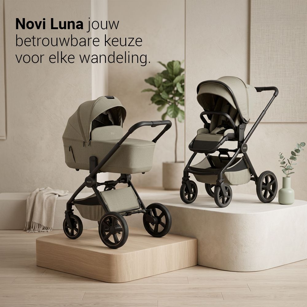 Kinderwagen Novi Luna Premium Solid Sand met Autostoel Joy Pro Glide 360º I-Size & Base null_4
