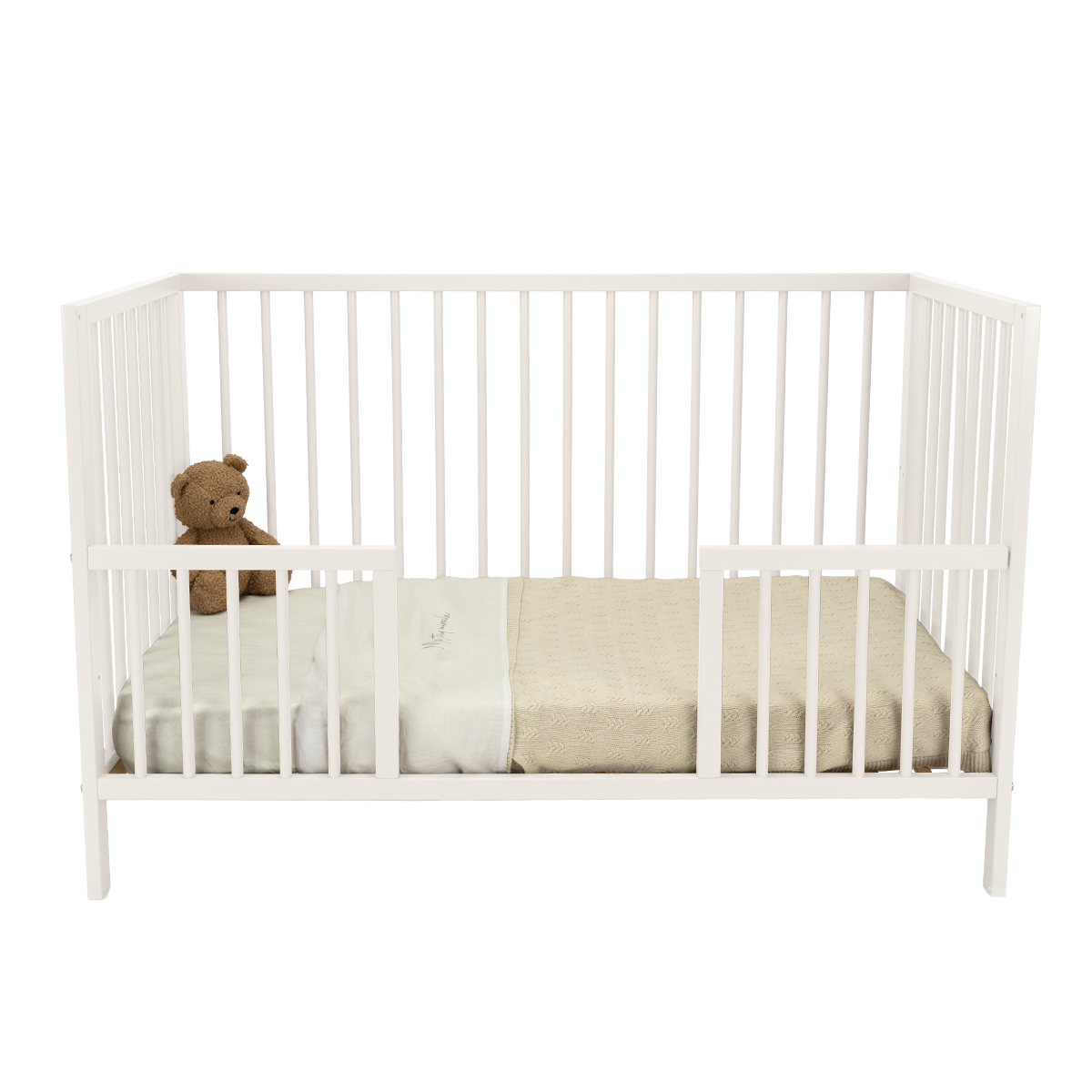 Babykamer Luca + Bastia (Meegroei Ledikant Luca Pure White 60x120 + XL-Commode Bastia Wit + Matras Cloudy) null_8