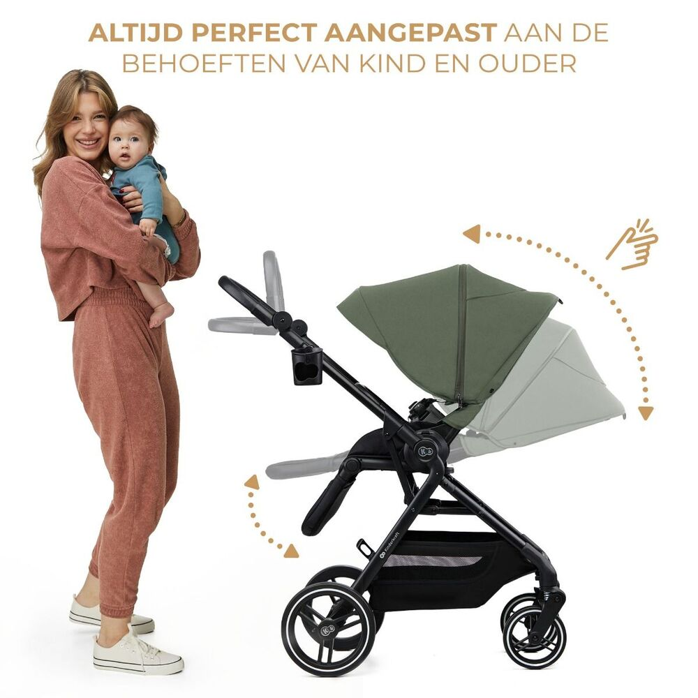 Kinderwagen Kinderkraft Yoxi 2-in-1 Mystic Green Total Package Deal incl. Autostoel, Base, Kinderstoel & Co-Sleeper null_11