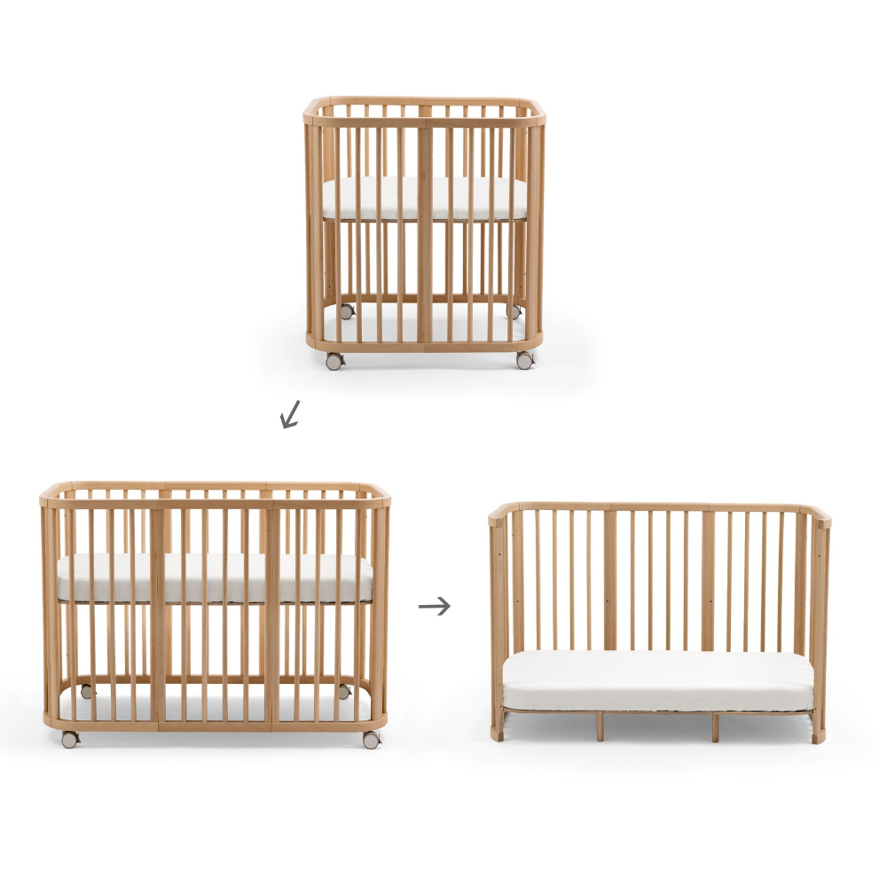 Set | Mini Bed Stokke® Nighti™ Naturel Incl. Extension, Matras Mini, & Bed, Wieltjes en Hoeslaken null_2