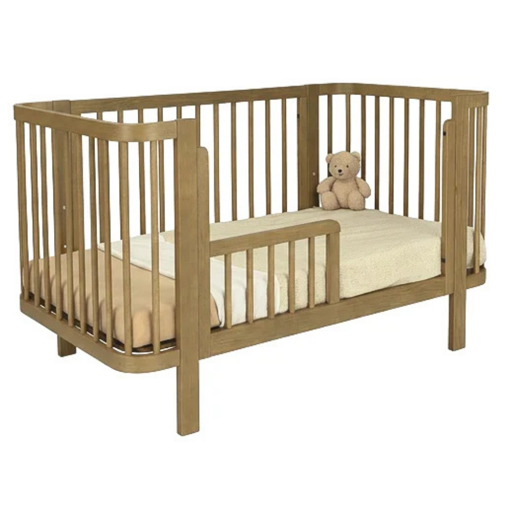 Babykamer Klara + Bastia (Meegroei Ledikant Klara Walnut 70x140 incl. bedzijde + XL-Commode Bastia Clay) null_4
