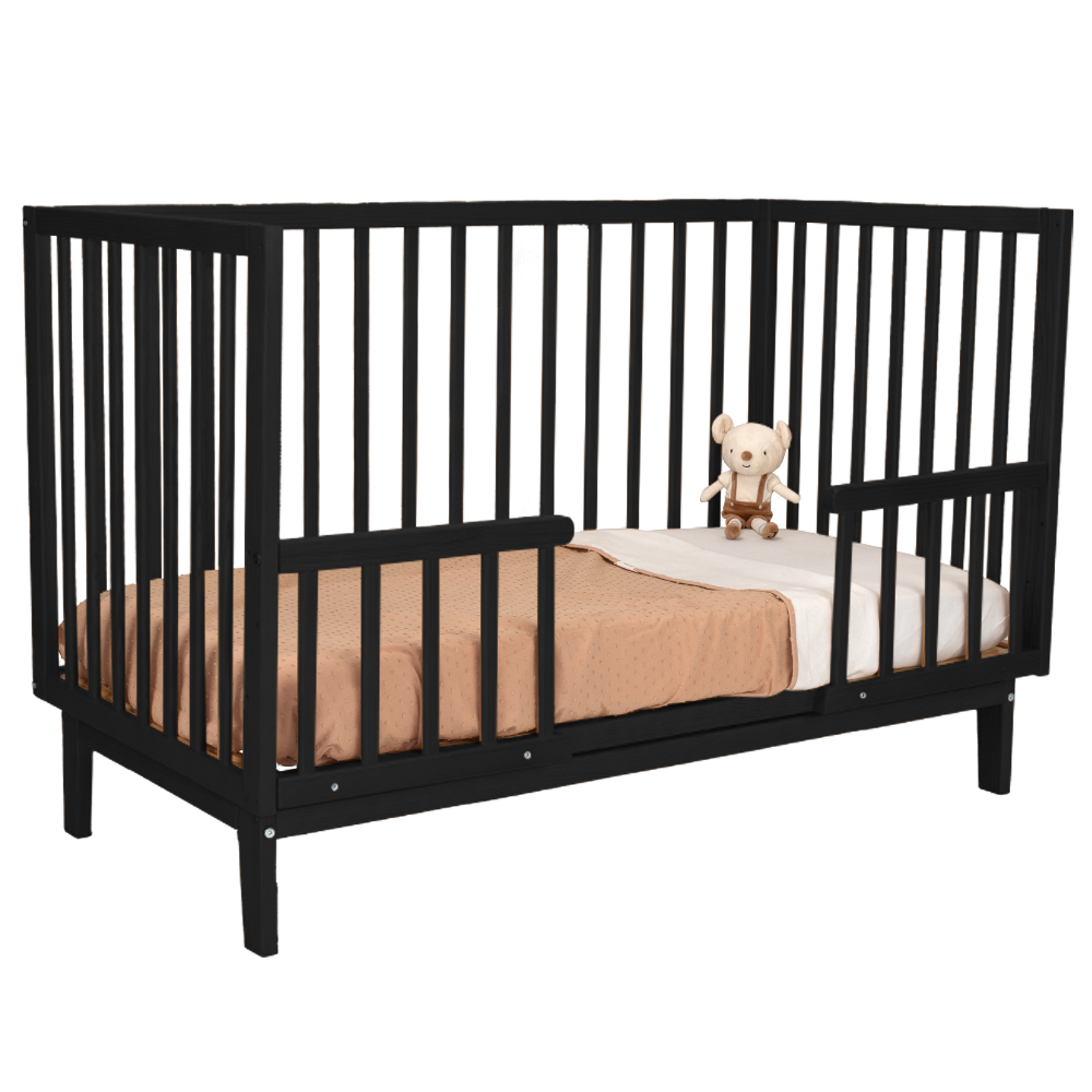 Babykamer Lauren + Bretagne (Meegroei Ledikant Lauren Zwart 60x120 + XL-Commode Bretagne Zwart + Smrt. Cloudy Matras) null_10