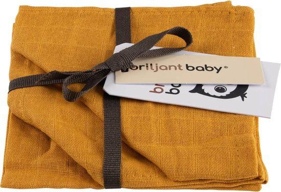 9-delige Hydrofiel Set Briljant Baby Uni Oker (Luiers + Washandjes + Monddoekjes) null_4