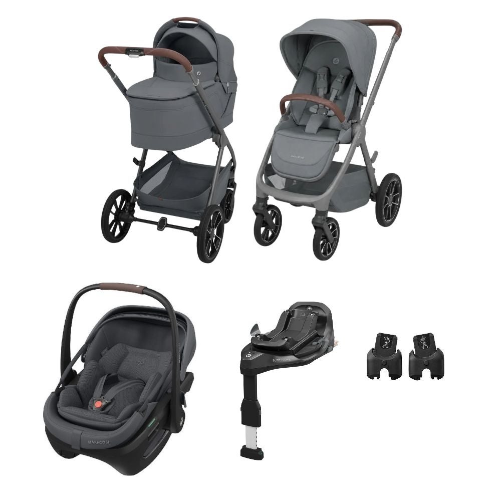 Kinderwagen Maxi-Cosi Oxford Plus V2 Moon Graphite + Autostoel Maxi-Cosi Coral Pro Slide + Base + Adapterset null_1