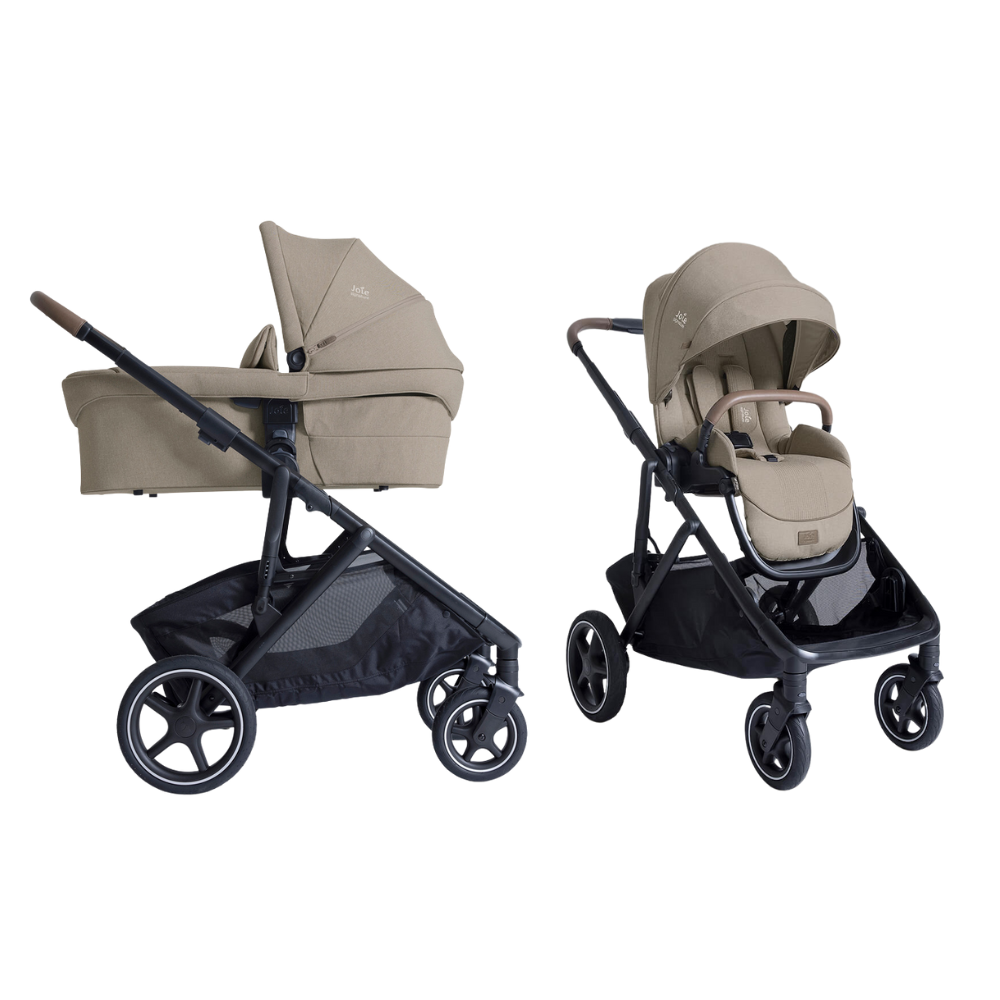 Kinderwagen Joie Signature Versiti Sandstone met Autostoel Joy Glide 360° All Black & Base null_2