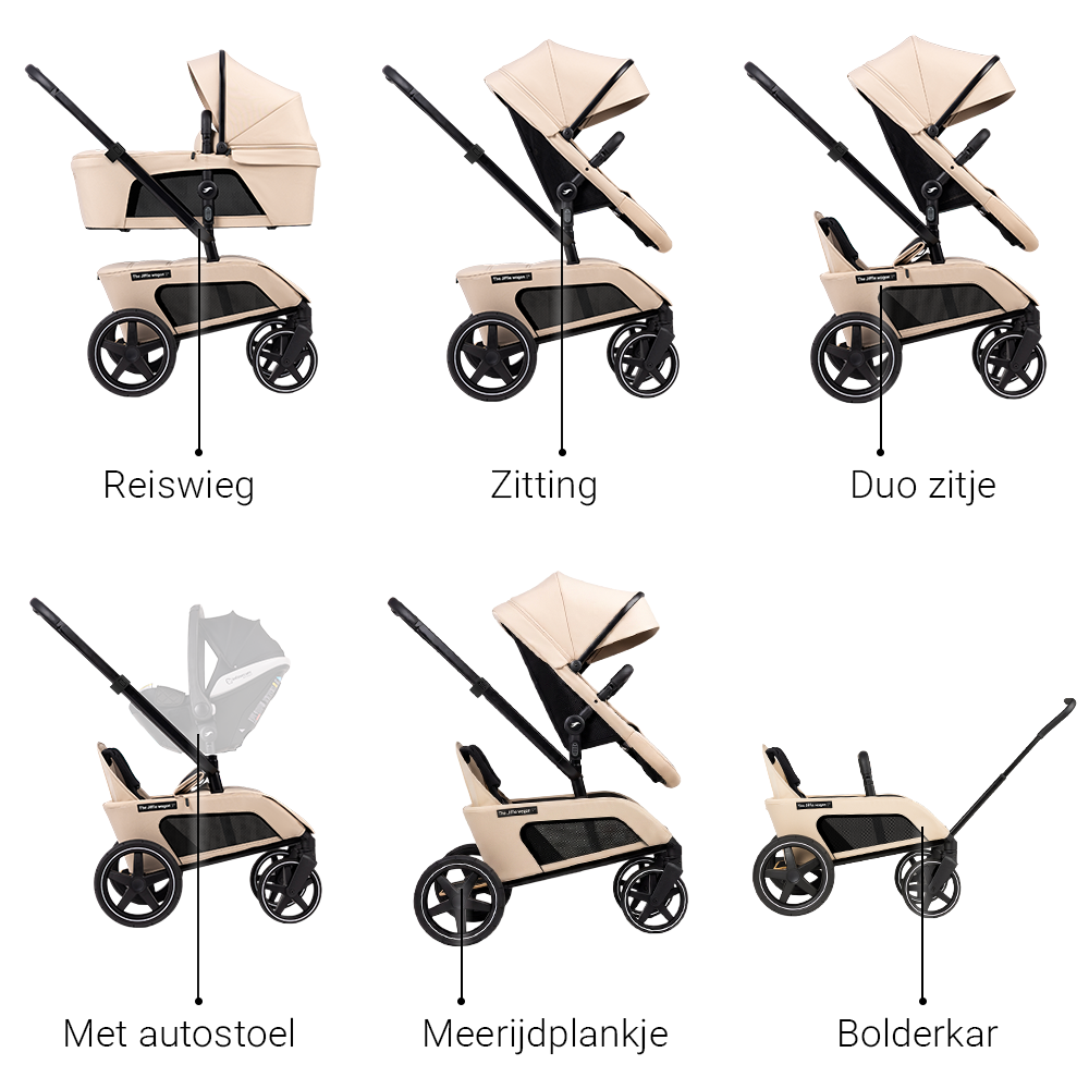 Set | Kinderwagen The Jiffle Wagon 2+ Plus Clay + GRATIS Bolderkar- en Duozitje null_3