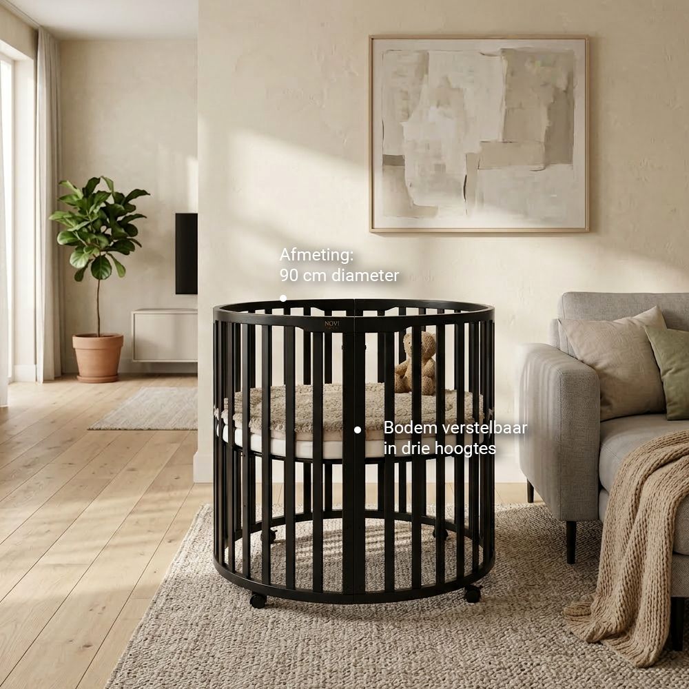 Set | Box Novi Nooni Rond Pure Black Incl. Boxmatras en Boxkleed null_2
