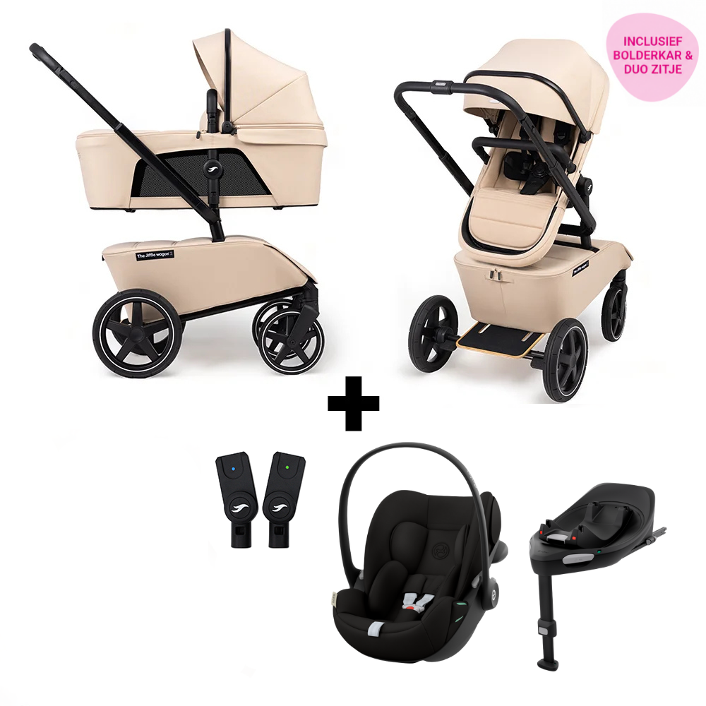 Kinderwagen The Jiffle V2 Clay met Autostoel Cybex Cloud G3, Base, Adapterset & Bolderkar- en Duozitje null_1