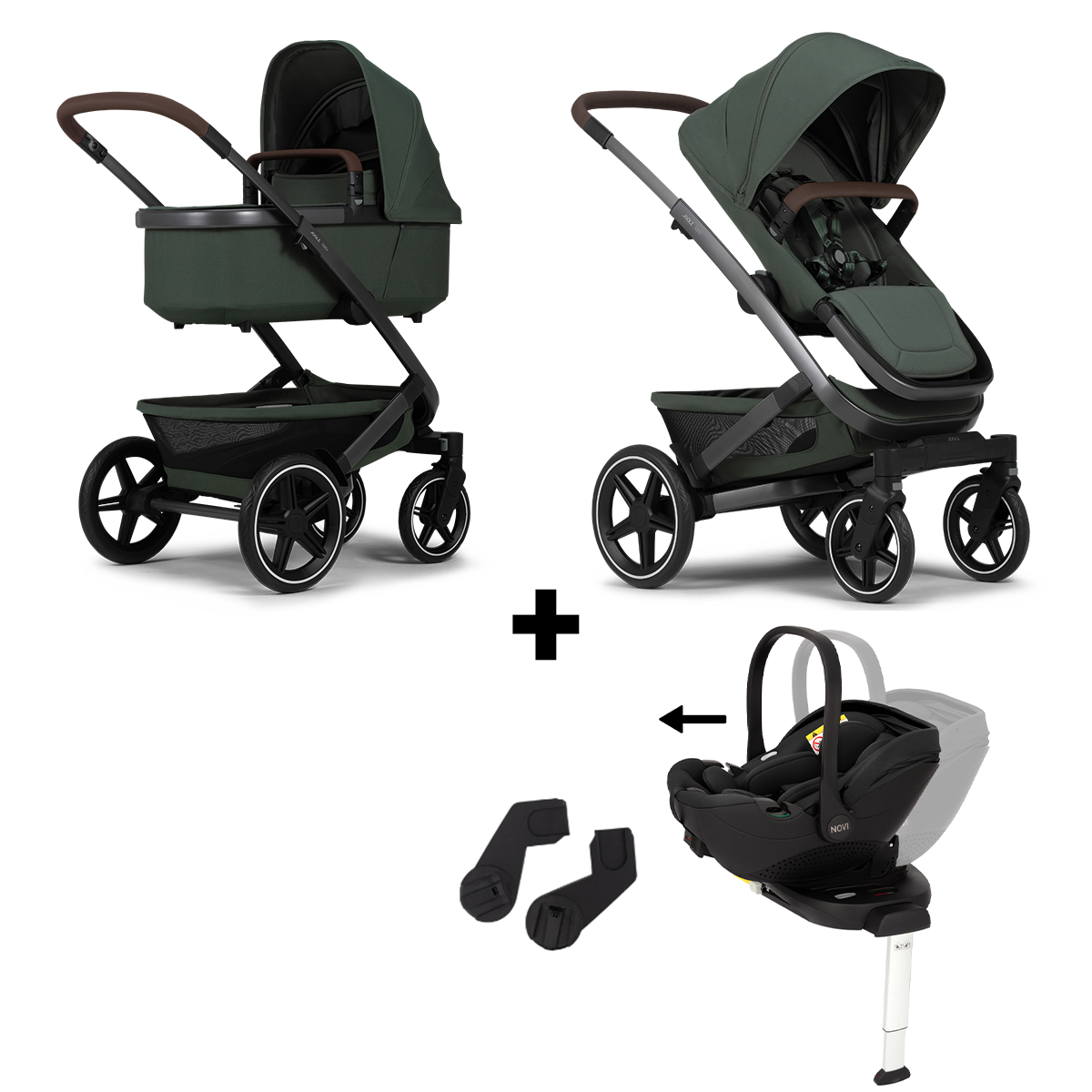 Kinderwagen Joolz Geo³ Forest Green + Autostoel Joy Pro Glide 360° & Base & Adapterset null_1