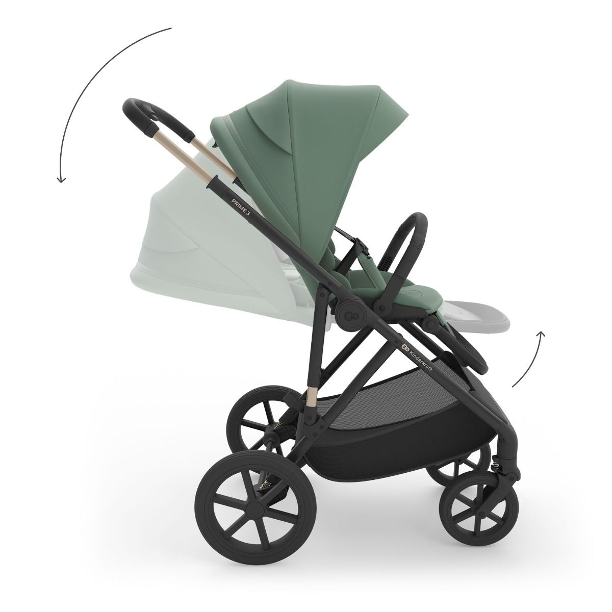 Kinderwagen Kinderkraft Prime3 Dark Green Total Package Deal incl. Autostoel, Base, Kinderstoel & Co-Sleeper null_6