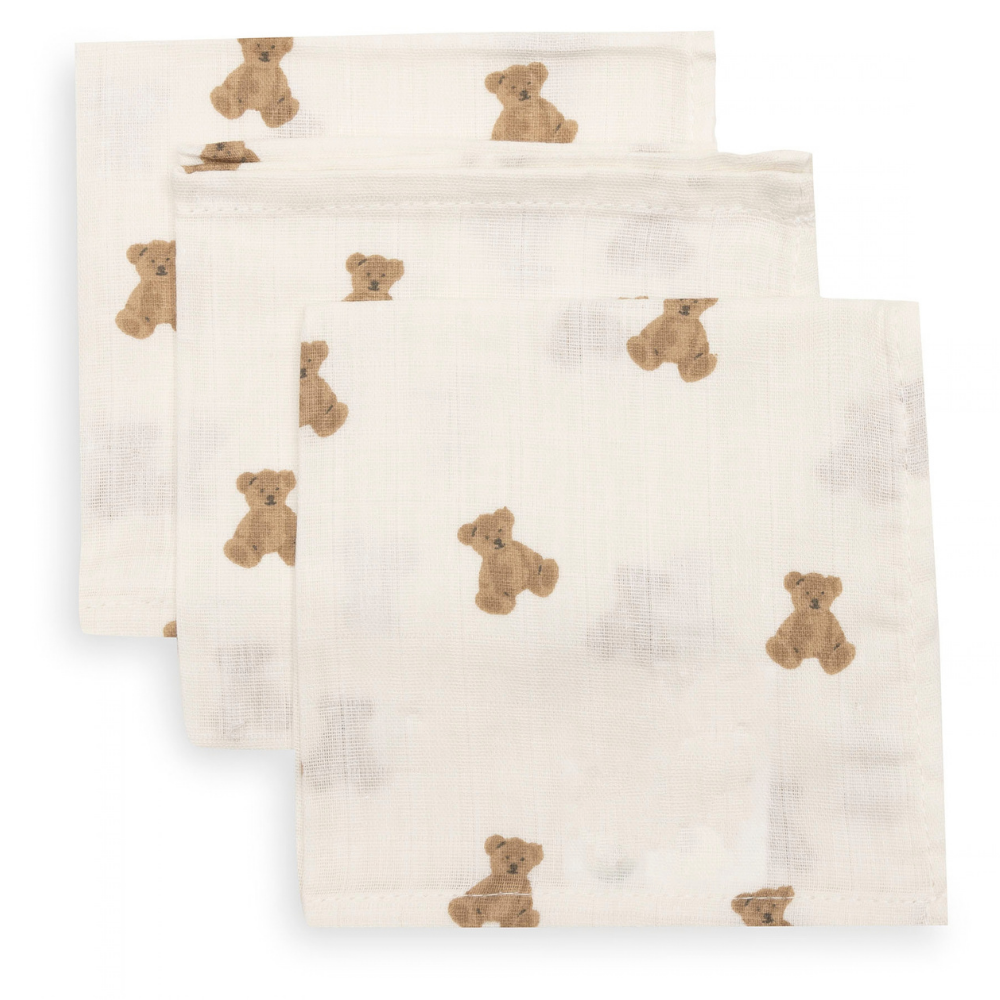 Monddoekjes Hydrofiel Jollein Mini Teddy Bear Ivory/Biscuit