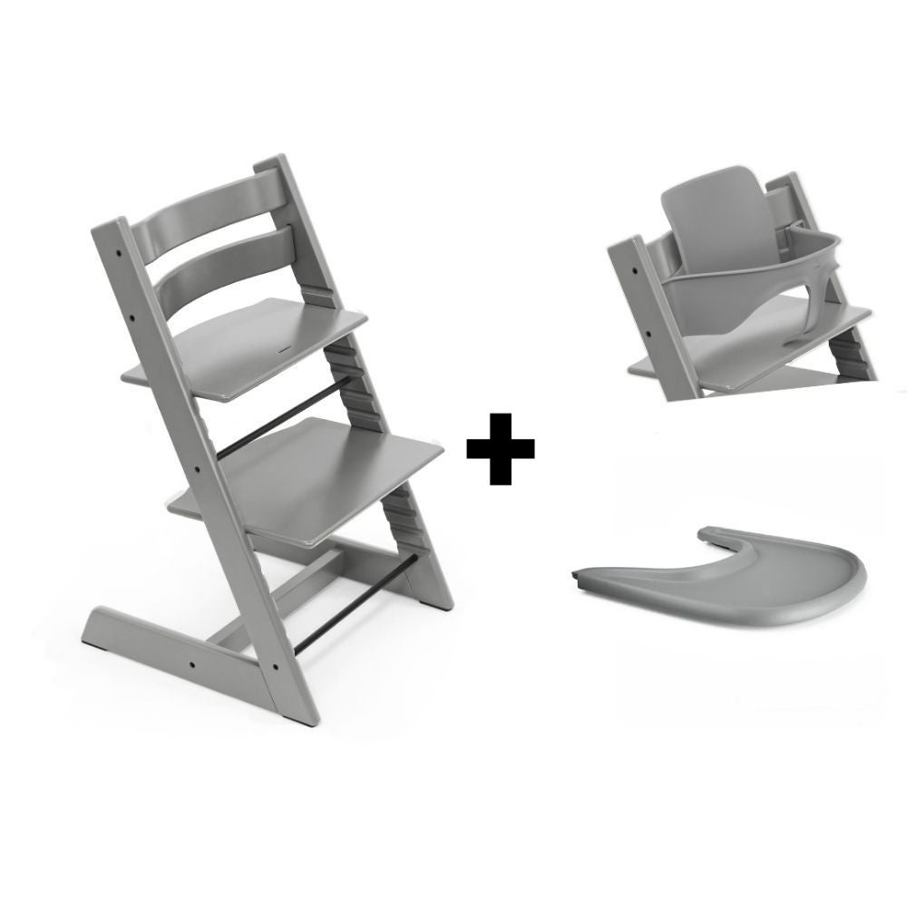 Set | Kinderstoel Stokke® Tripp Trapp® Storm Grey + Babyset + Eetblad