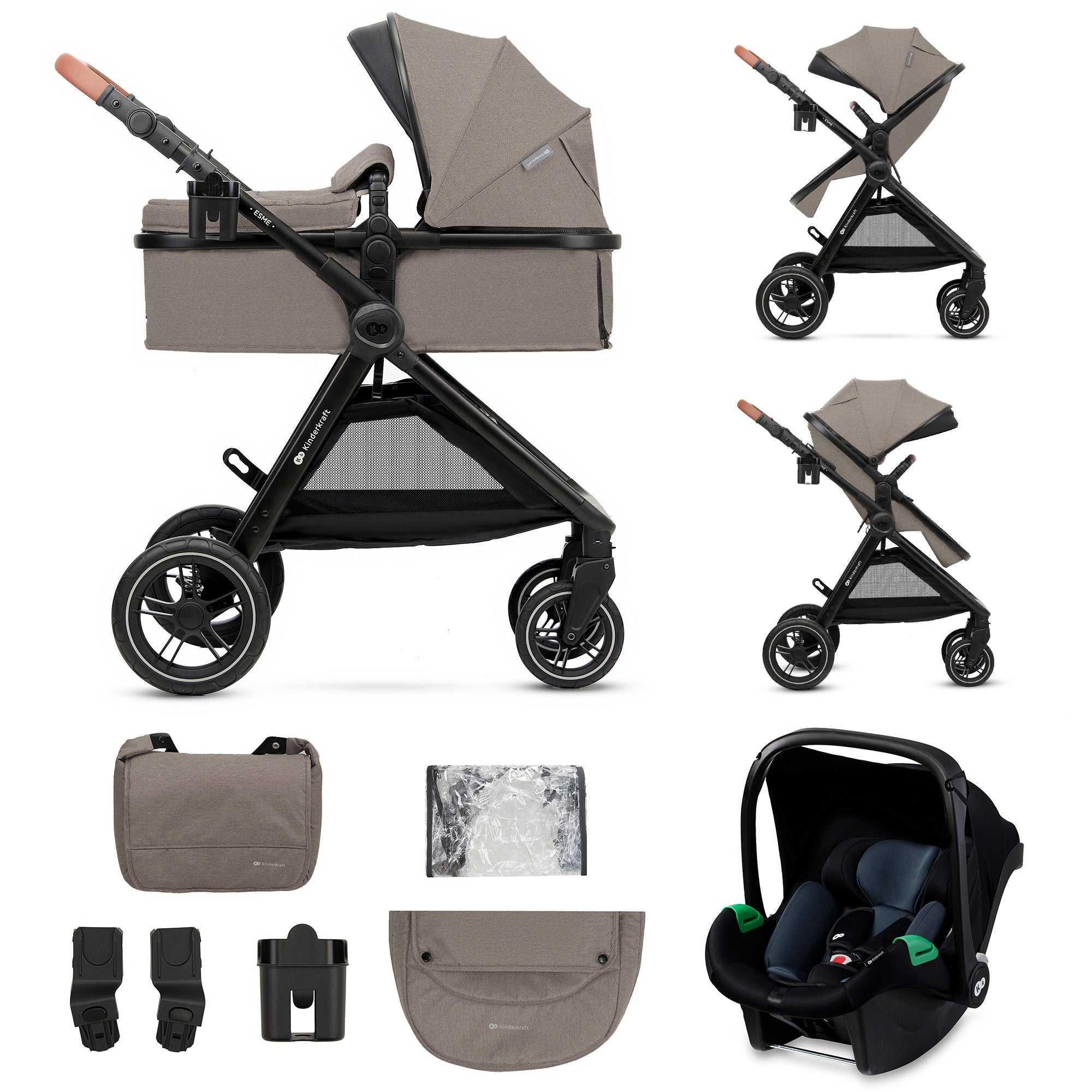 Kinderwagen Kinderkraft Esme V2 3-in-1 incl. Autostoel Sand