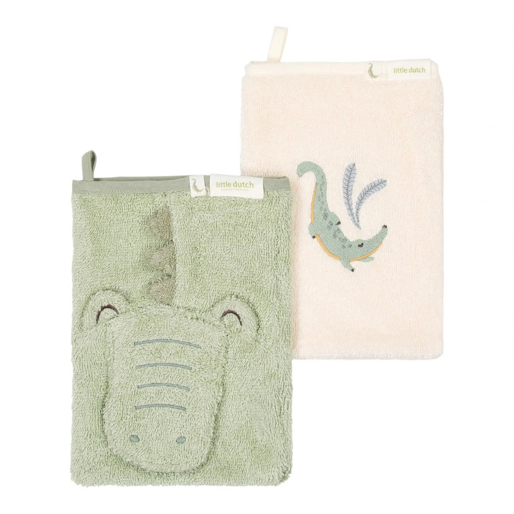 Washandjes Little Dutch Safari Friends Krokodil Groen 2 stuks