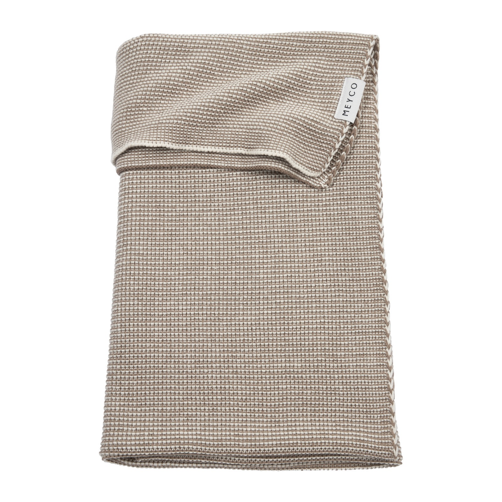 Deken Wieg Meyco Stripe Gebreid 75x100 Dark Taupe/Natural
