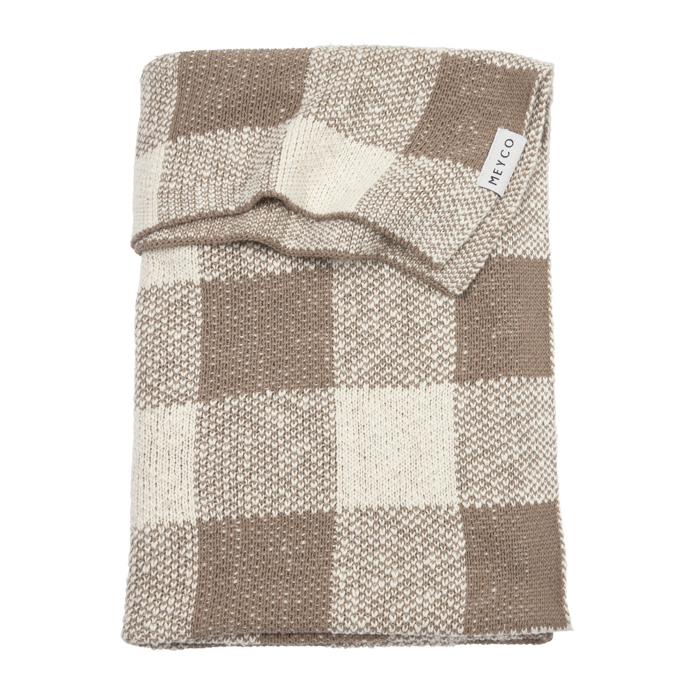 Deken Wieg Meyco 75x100 Block Gebreid Dark Taupe