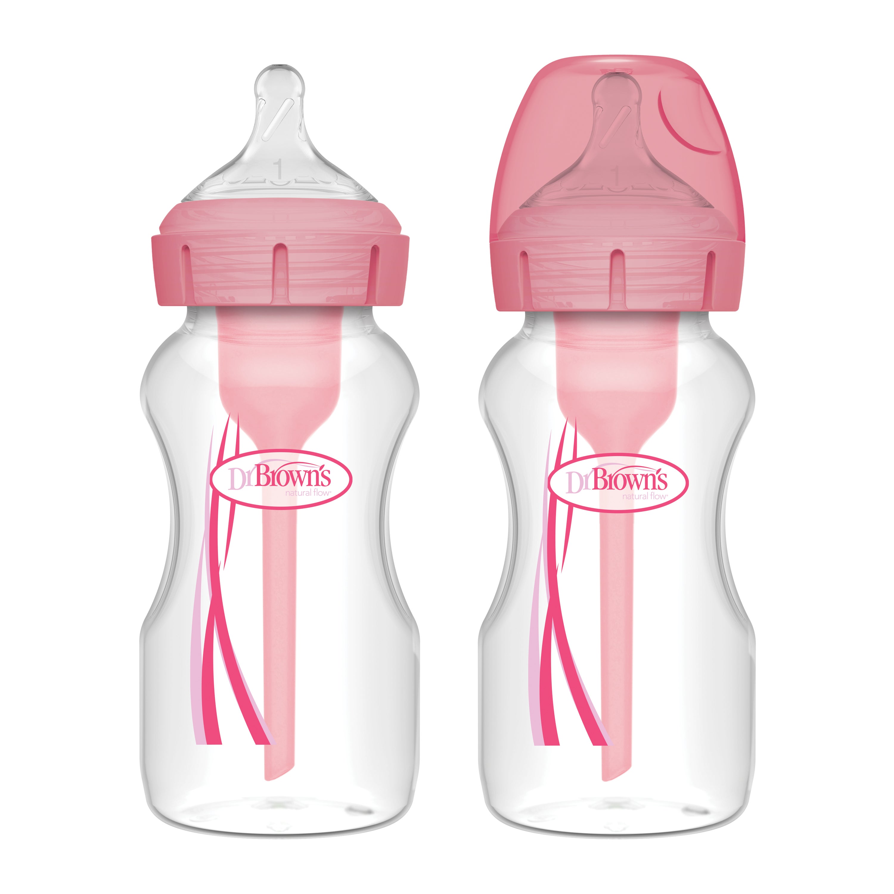 Fles Dr. Brown's Duo Options+ Breed Roze 270ml 2st