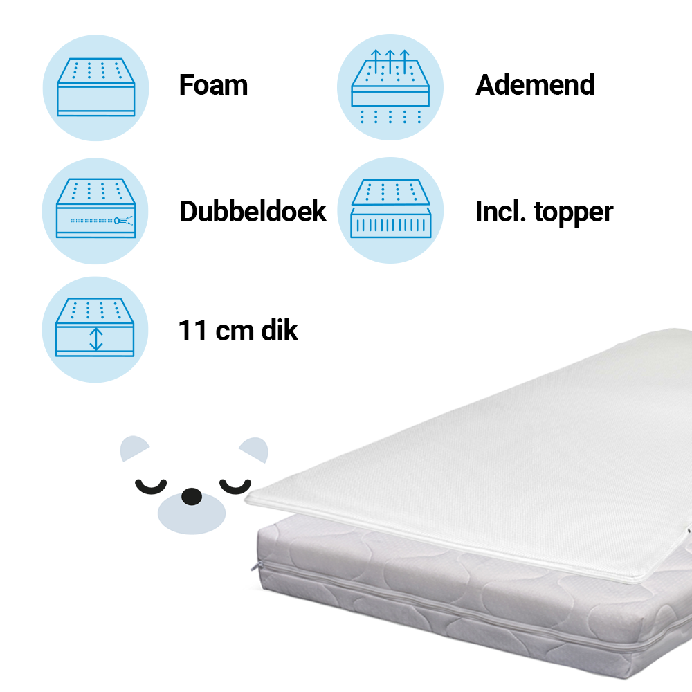 Matras Ledikant + Topper ZZZOO 60x120 Airgosafe Beer