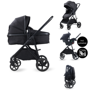Van Asten Kinderwagen Novi Baby® Jaxx 3-in-1 Black Melange met Autostoel aanbieding