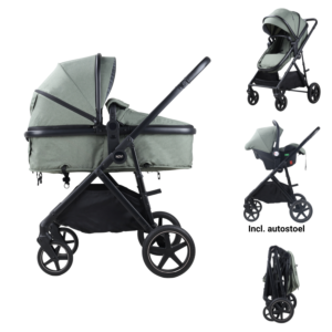 Van Asten Kinderwagen Novi Baby® Jaxx V2 3-in-1 Green Melange met Autostoel aanbieding