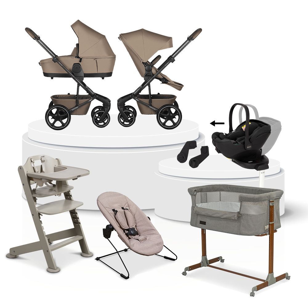 Kinderwagen Easywalker Harvey NXT Mocha Brown Total Package Deal incl. Autostoel, Base, Kinderstoel & Co-Sleeper