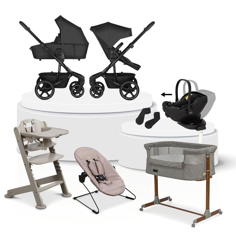 Kinderwagen Easywalker Harvey NXT Eclipse Black Total Package Deal incl. Autostoel, Base, Kinderstoel & Co-Sleeper