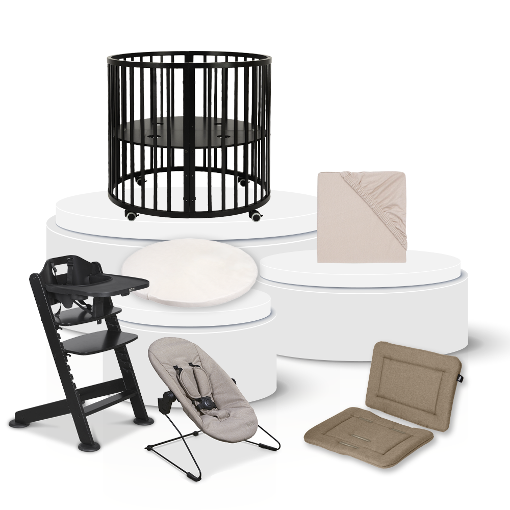 Box Novi Mila Rond Black Total Package Deal incl. Boxaccessoires, Kinderstoel & Stoelverkleiner
