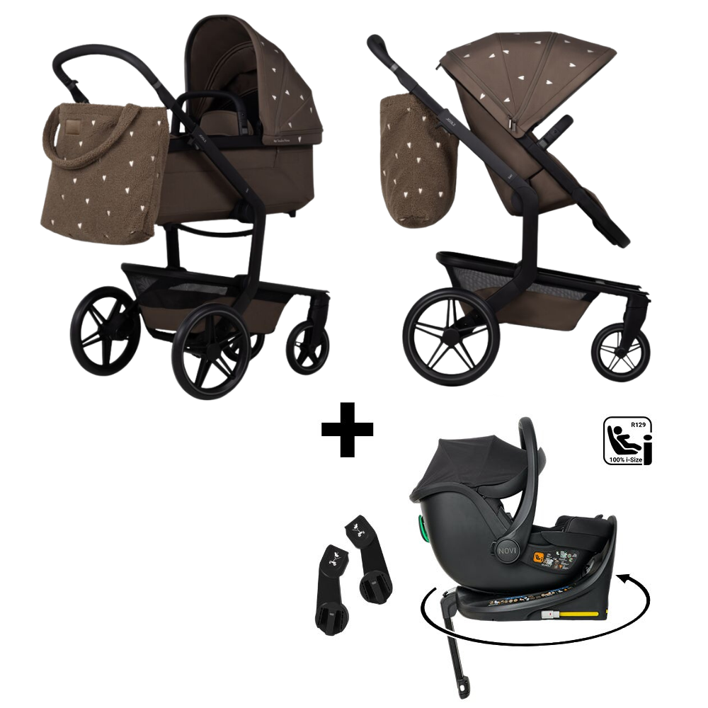 Kinderwagen Joolz x Studio Noos Day5 Hazel Brown incl. Zonnekap & Tas + Autostoel Jacky Pro 360° V2, Base & Adapterset