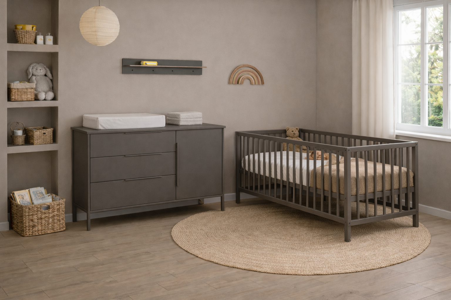 Babykamer Lissabon Lauren Chocolate (Meegroeiledikant 60x120 + XL-Commode)