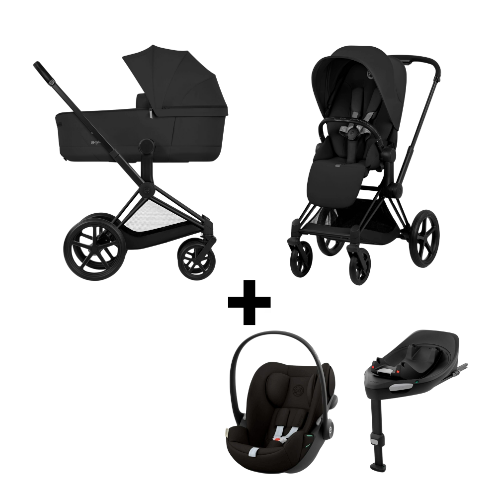 Kinderwagen Cybex Priam 5 Comfort Matt Black/Sepia Black One Box met Autostoel Cybex Cloud T I-Size Plus & Base T