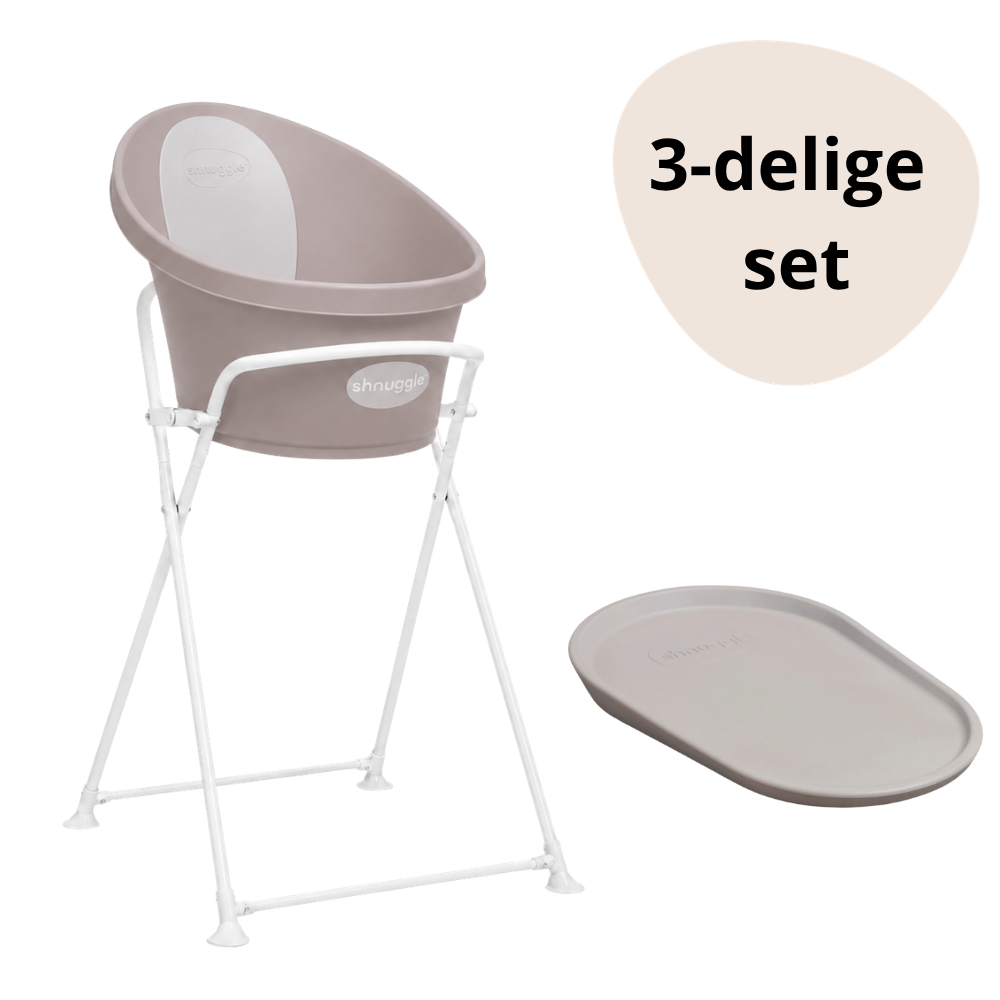 Badset Shnuggle Taupe met Standaard en Verzorgingskussen