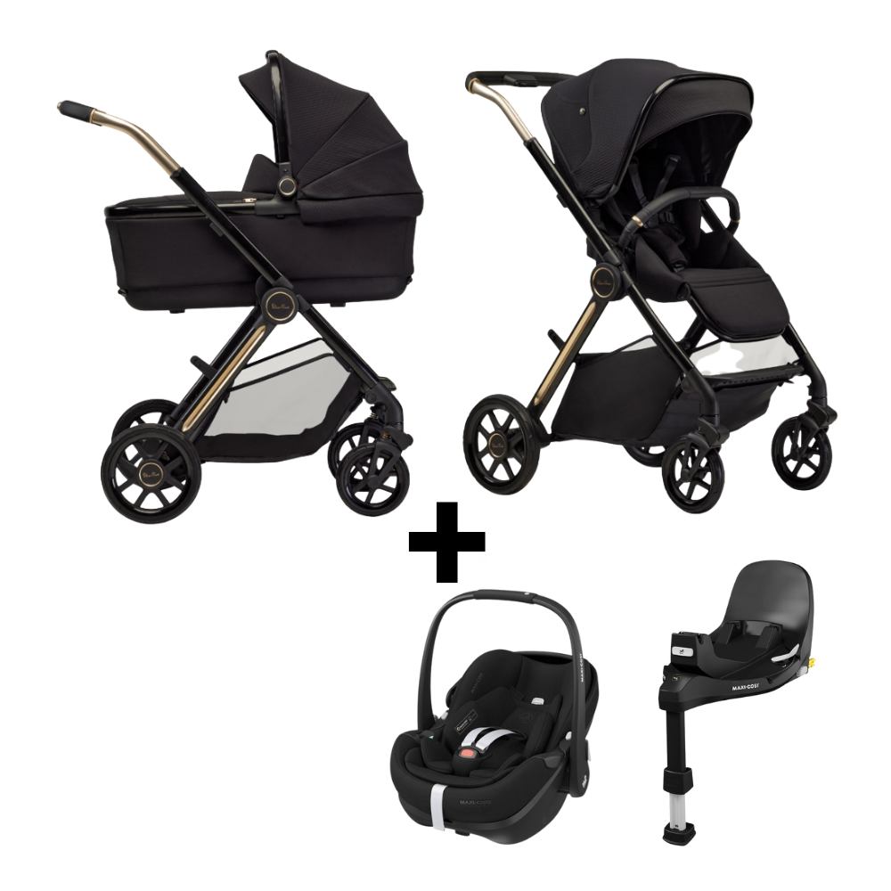 Kinderwagen Silver Cross Reef 2 Special Edition Espresso met Autostoel Pebble 360° Pro2 Twillic Black en Base Slide Tech