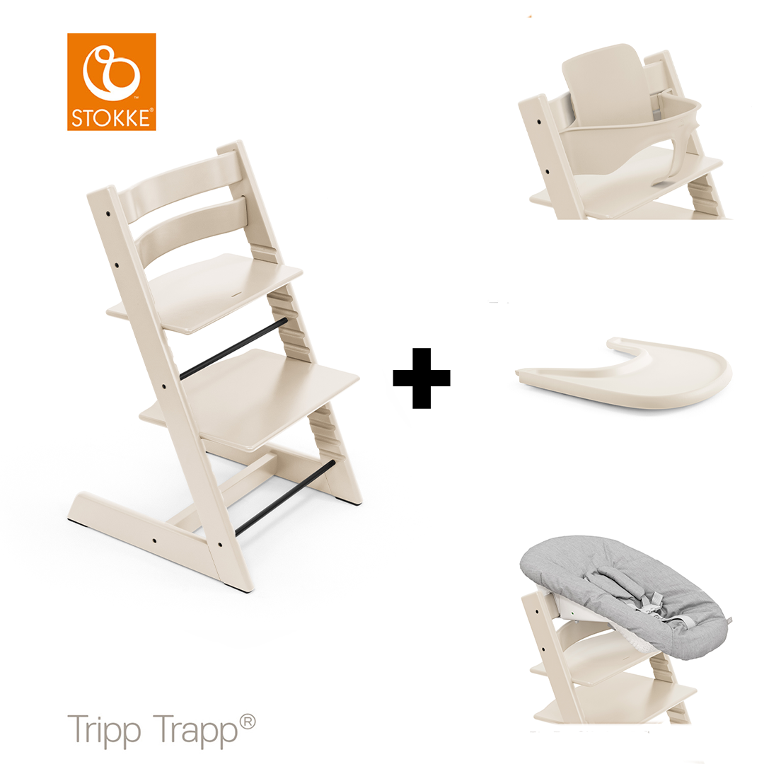 SET | Kinderstoel Stokke® Tripp Trapp® Vanilla White met Newbornset & Babyset & Eetblad