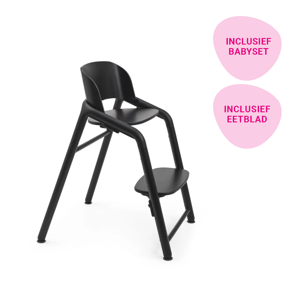 Complete Bundel | Kinderstoel Bugaboo Giraffe Black met Babyset + Eetblad