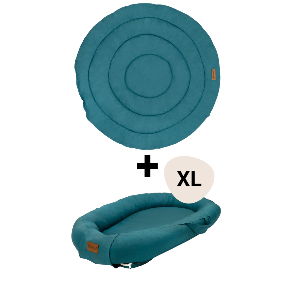 Set Boxkleed Rond + Babynest XL MorDesign Deep Teal