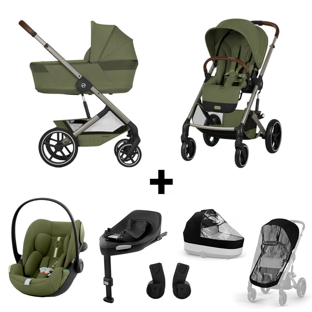 Kinderwagen Balios S Lux BLK Moss Green/Khaki incl. CarryCot Foldable + Cloud G3 I-Size PLUS + Base G3 & Accessoires