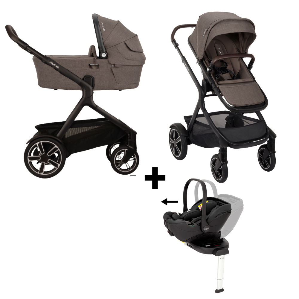 Kinderwagen Nuna DEMI Next Chestnut incl. Meerijdplankje + Autostoel Novi Joy Glide 360° & Base