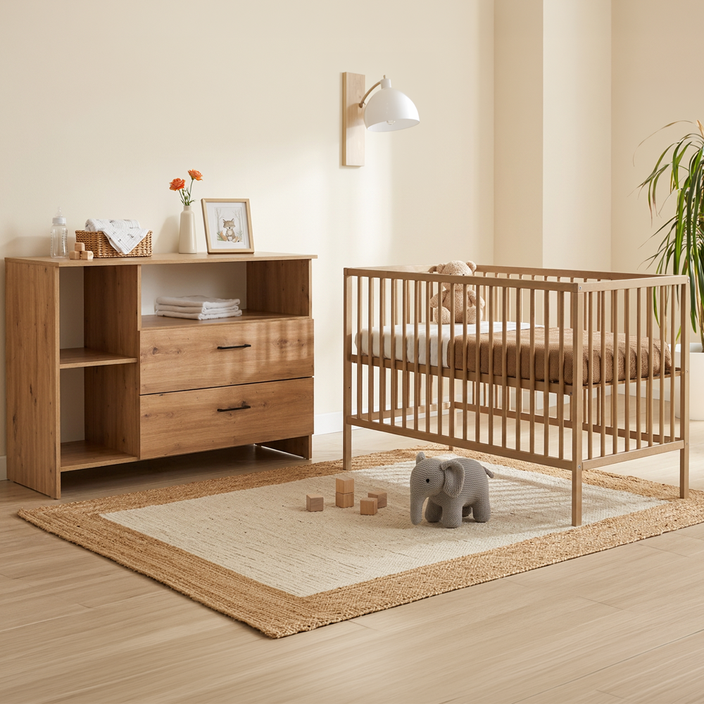 Babykamer Colorfull Home Fenna XL (Meegroeiledikant Diana Linea Classic Amber Oak + XL-Commode)