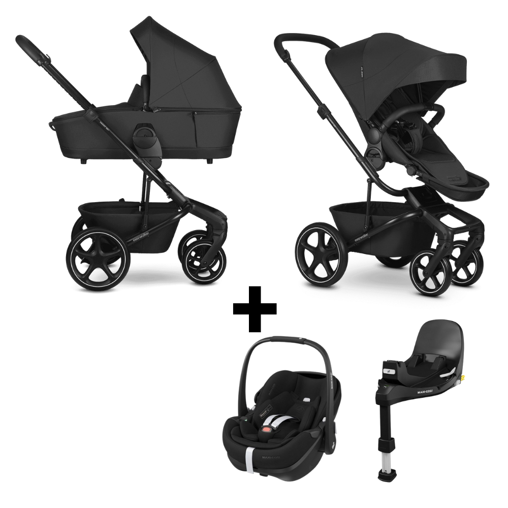 Kinderwagen Easywalker Harvey NXT Eclipse Black + Autostoel Pebble 360° Pro2 en Base Slide Tech