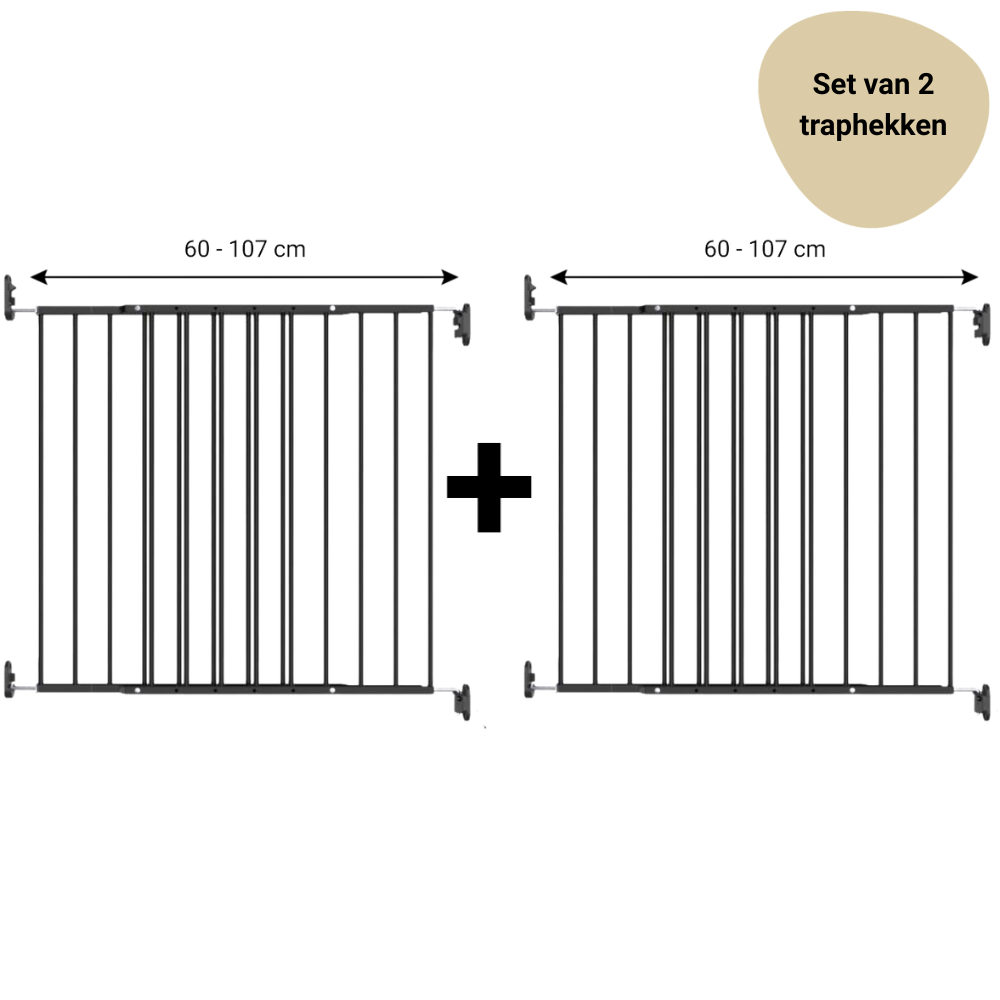 Set | 2 x Traphek Geuther Baaloo Powerfix Metaal Zwart 60-107cm