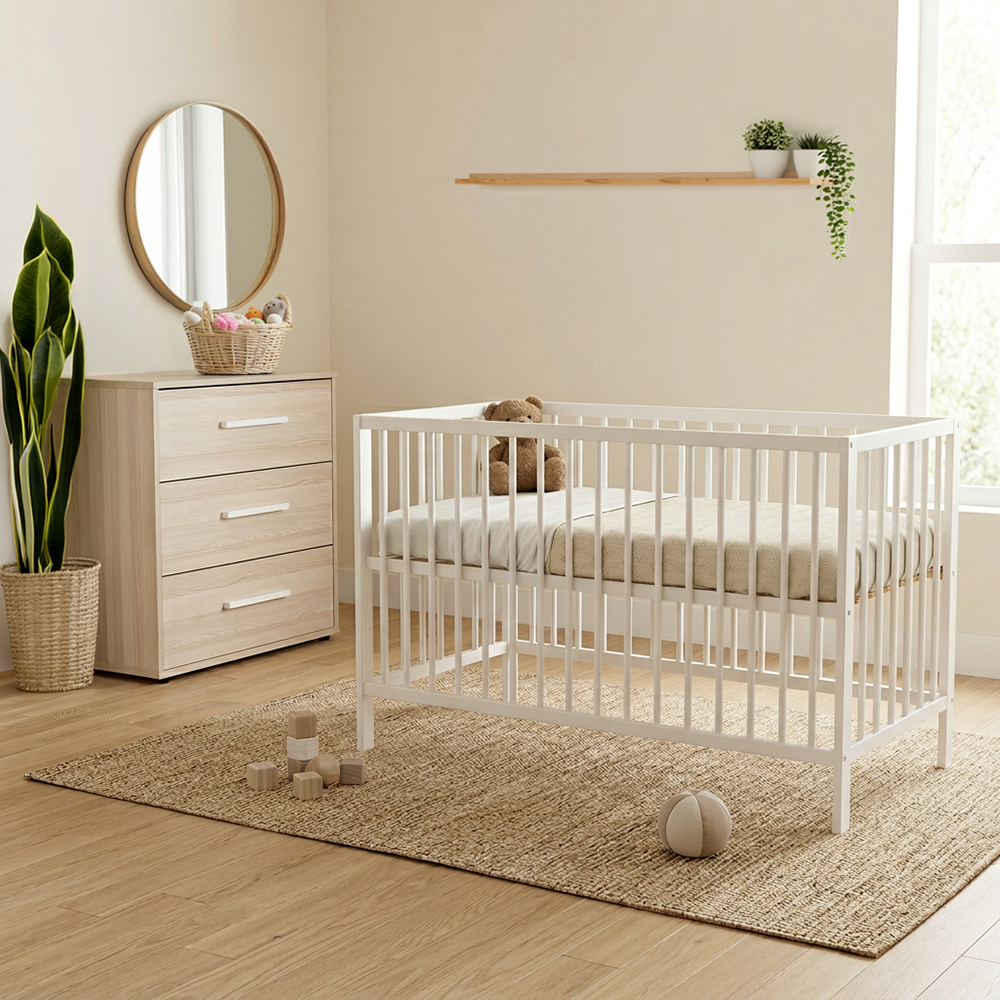Babykamer Colorfull Home Noah (Ledikant Lotus Pure White + Commode)