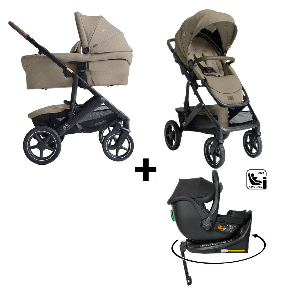 Kinderwagen Joie Signature Vinca Sandstone V2 met Autostoel Jacky Pro V2 360° & Base